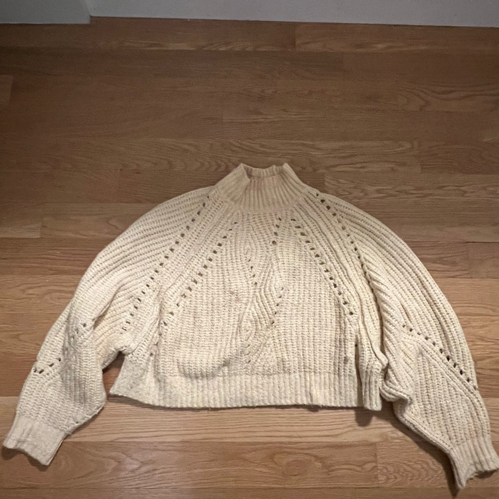 Yellow Cream Cable Knit Women's Sweater